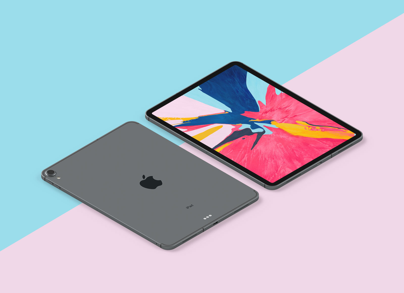 Download Free New iPad Pro 2018 Mockup PSD in Perspective View ... PSD Mockup Templates