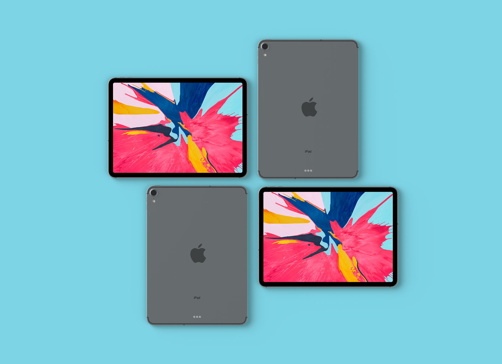 Free Top View of Apple iPad Pro 2018 Mockup PSD (1)