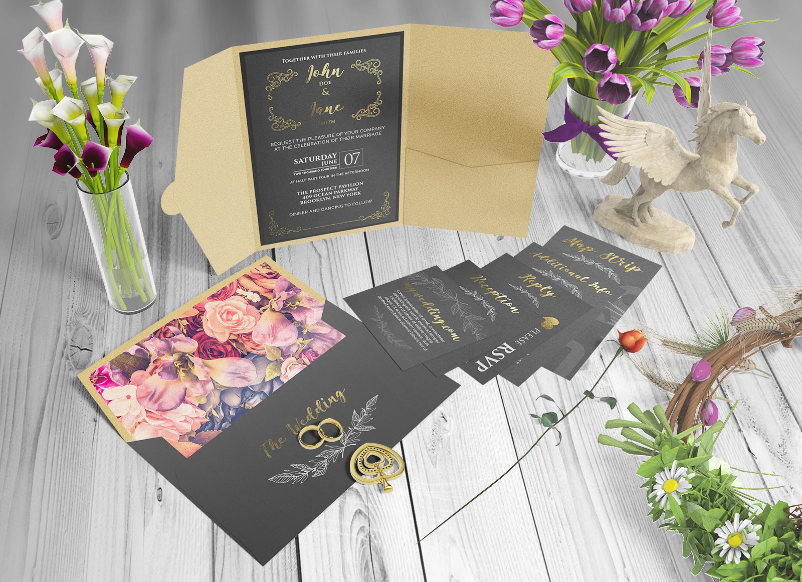 Download Free Beautiful Wedding Invitation Card Mockup Psd Set Good Mockups
