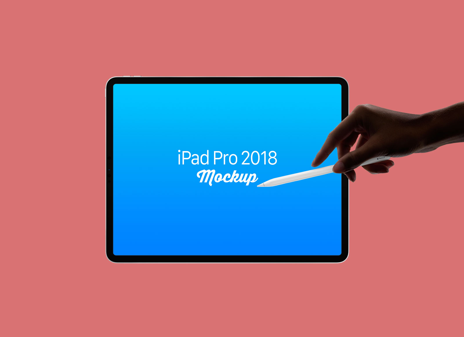 Free iPad Pro 2018 Mockup With Apple Pencil in Hand PSD Set - Good Mockups