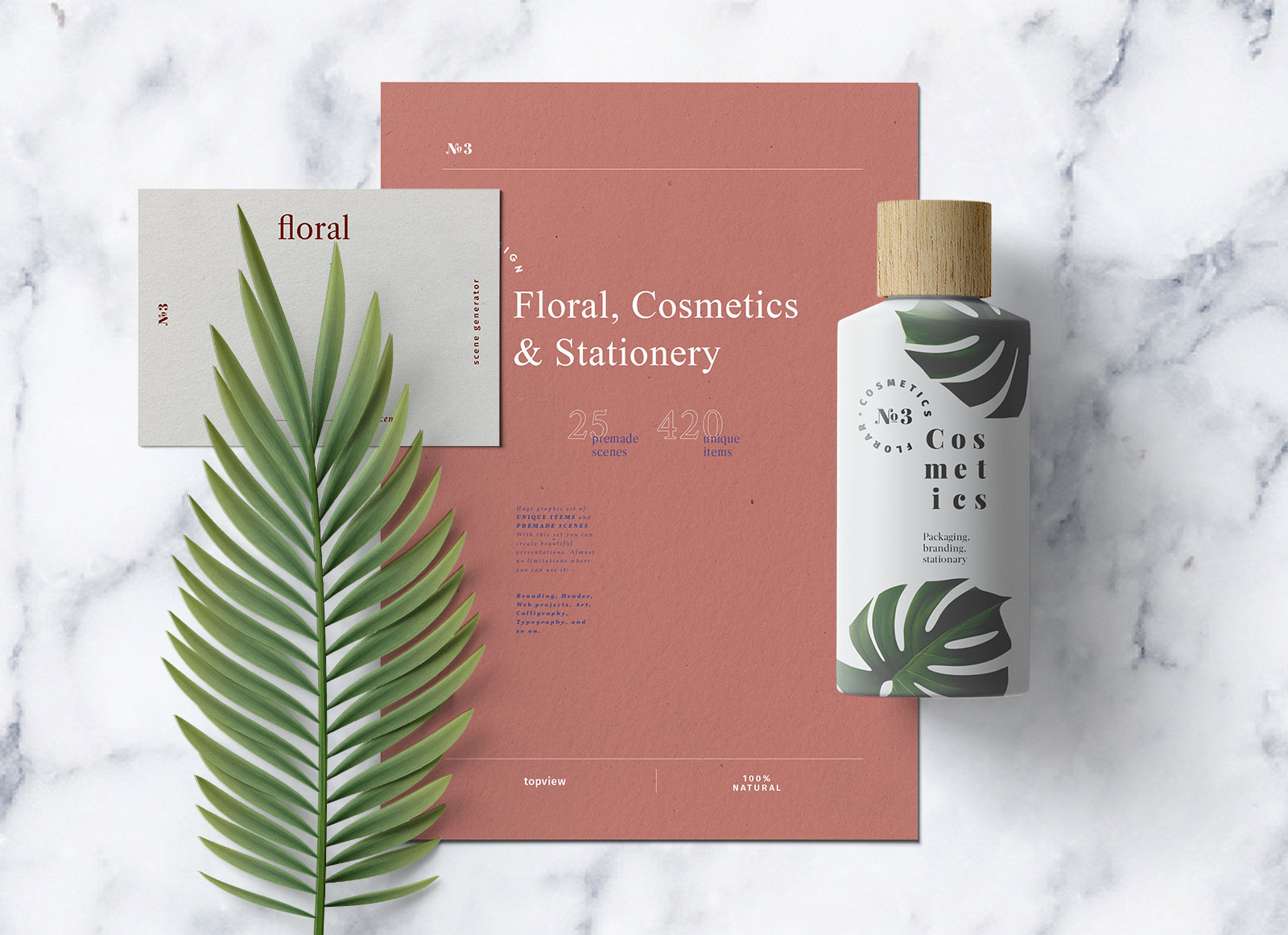 Download Free A4 Paper & Cosmetic Bottle Mockup PSD Scene - Good ...