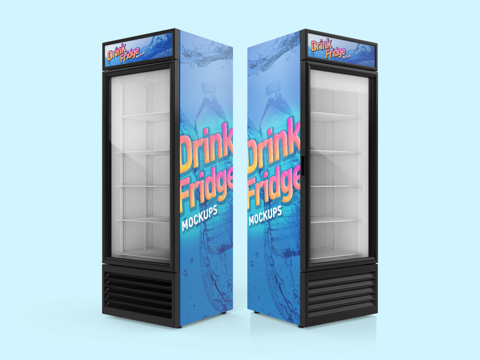 Download Free Soft Drinks Fridge / Refrigerator Mockup PSD Set ...
