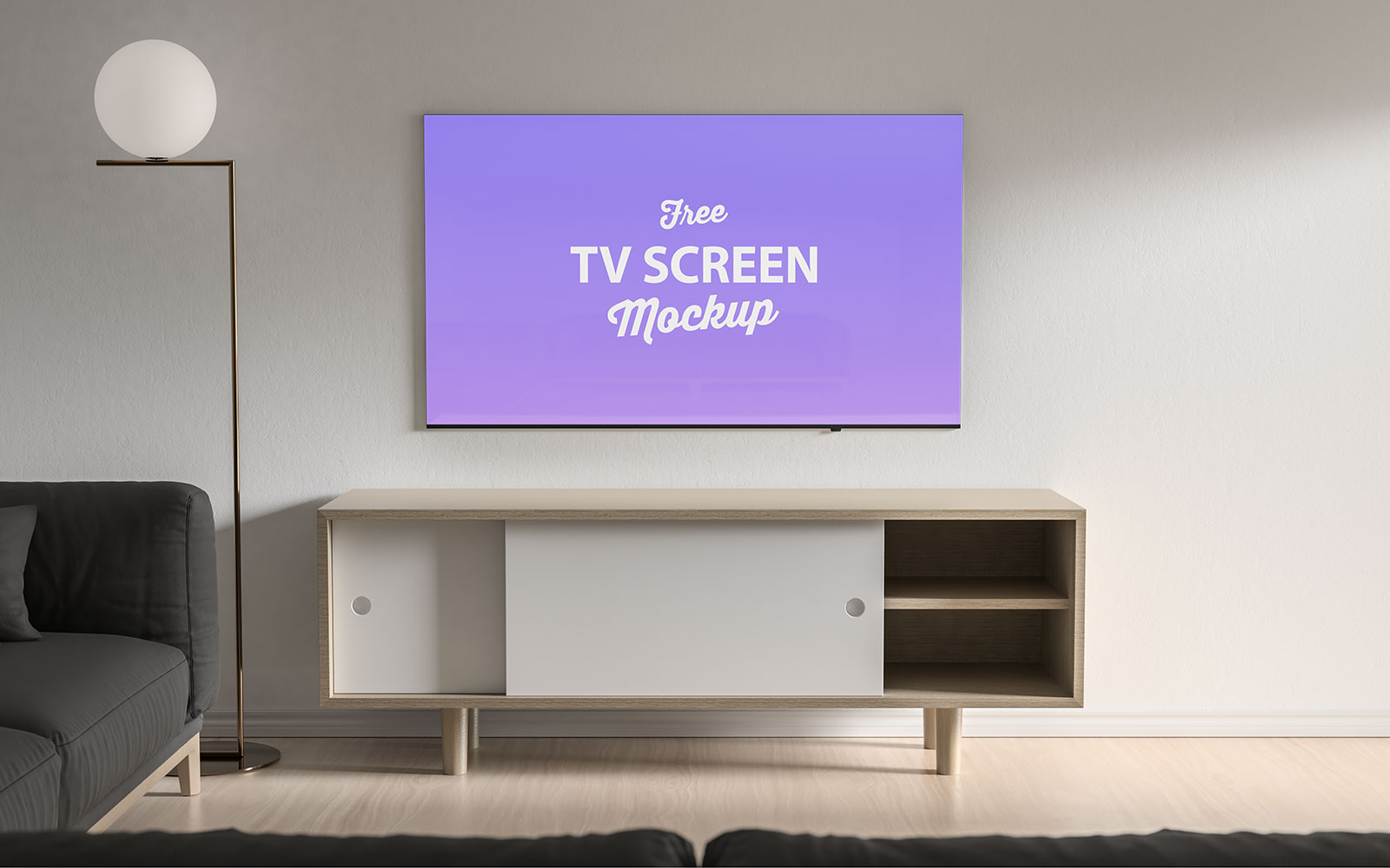 Download Free Living Room 4K TV Screen Mockup PSD - Good Mockups