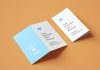 Free Vertical Folded Business Card Mockup PSD Set