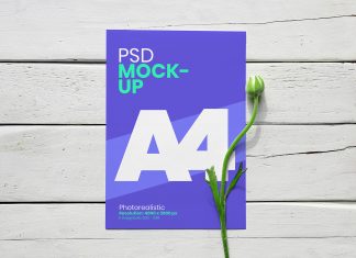 Free-A4-Flyer-with-Flower-Mockup-PSD