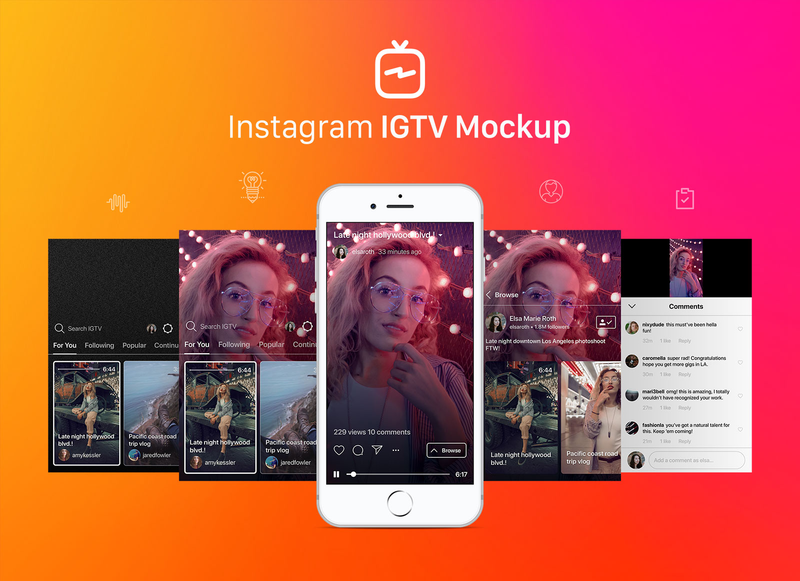 Download Free Instagram Igtv Video App Ui Mockup Psd Good Mockups PSD Mockup Templates