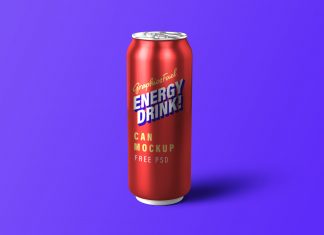 Free Energy Drink Tin Can Mockup PSD
