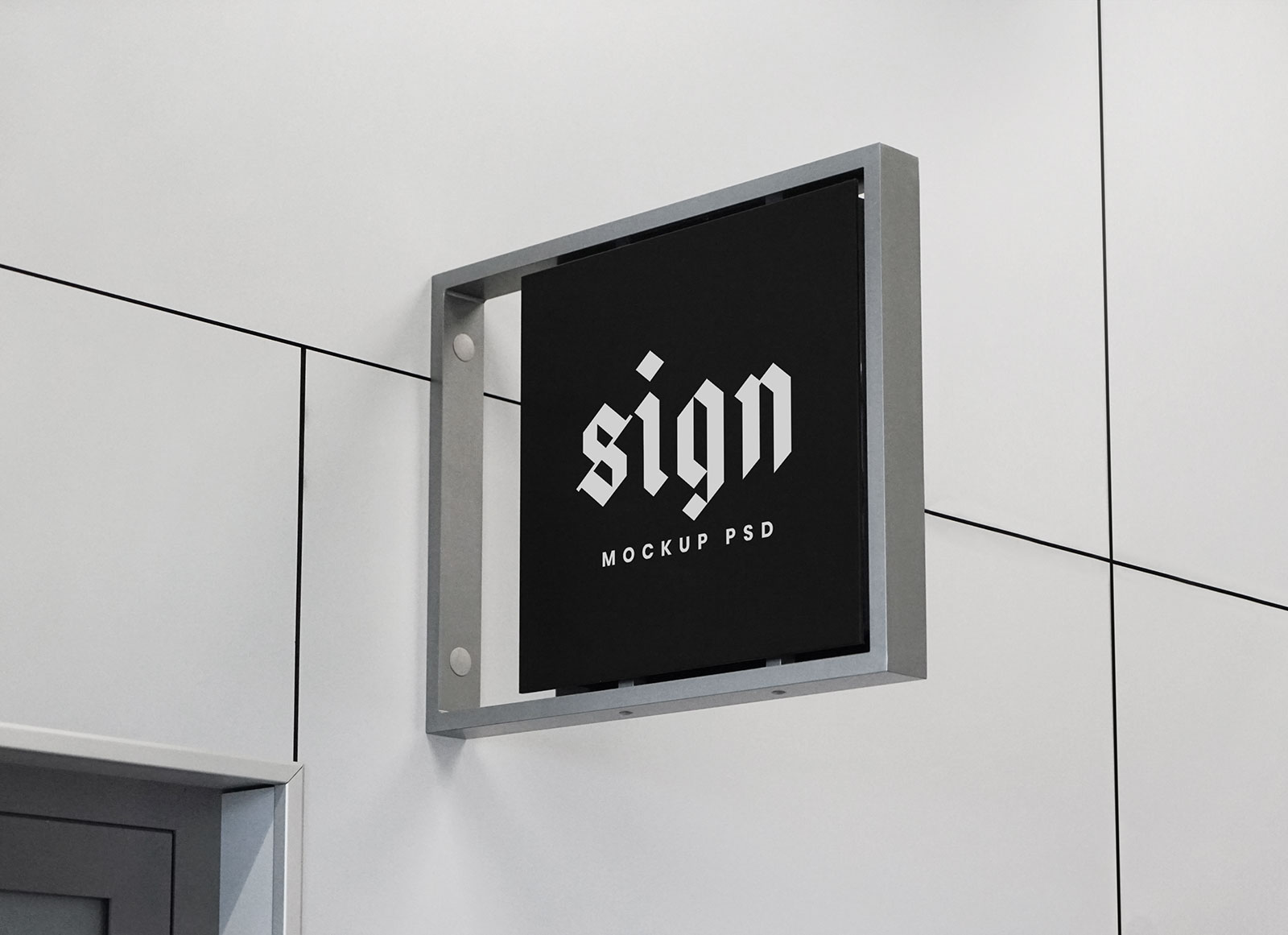 Download Free Indoor Wall Mounted Signage Mockup PSD - Good Mockups PSD Mockup Templates