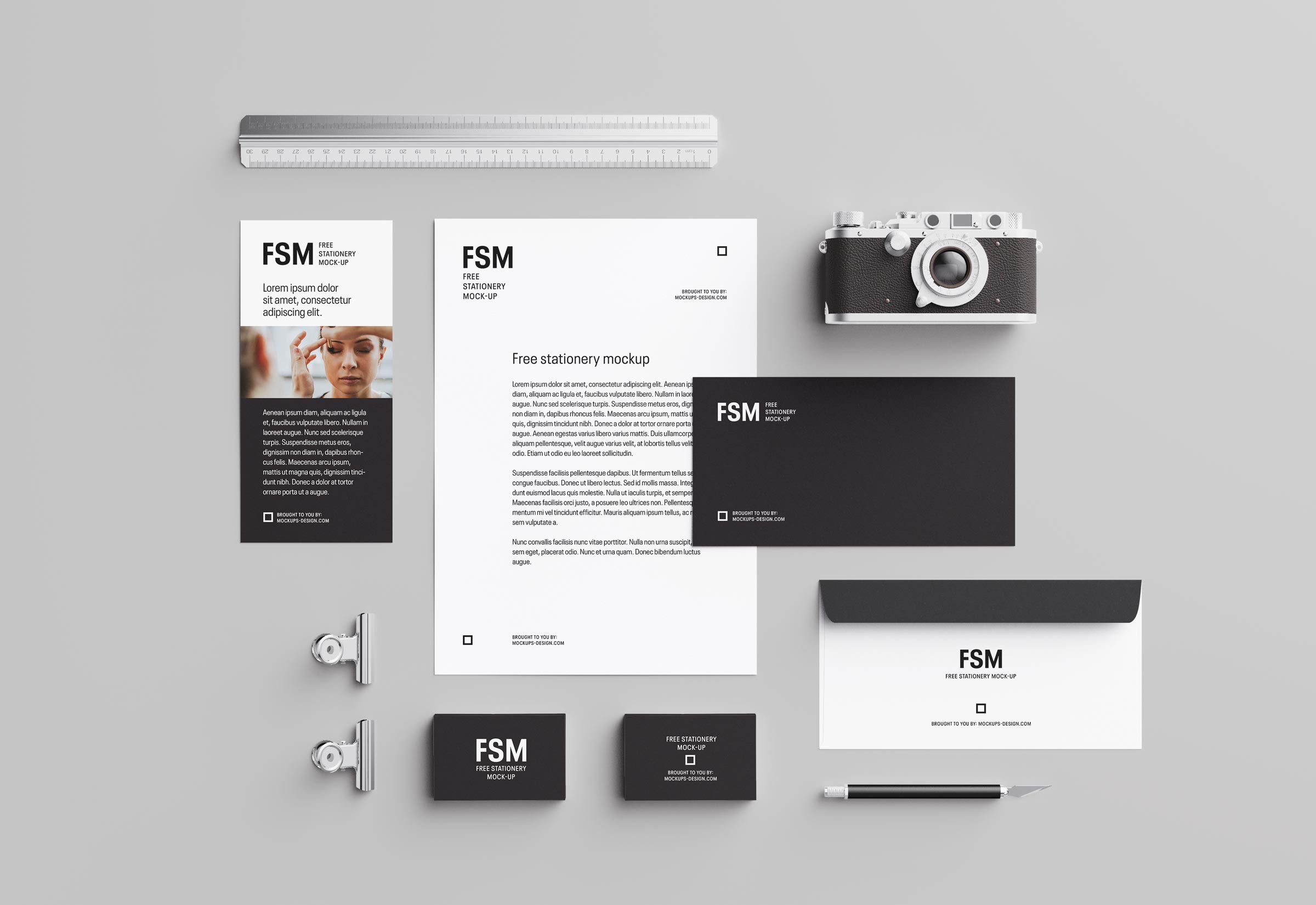 Free Photoshop Stationery Mockup PSD Set For Photographers - Good Mockups