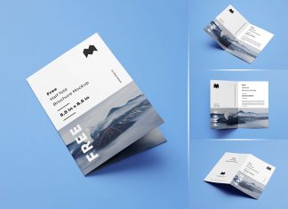Free US Paper Half Fold Brochure Mockup PSD Set