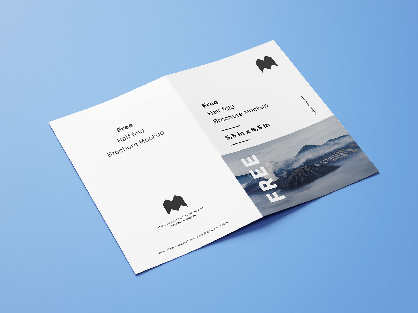 Free US Paper Half Fold Brochure Mockup PSD Set