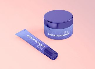 Free Cosmetic Plastic Cream Tube & Jar Mockup PSD