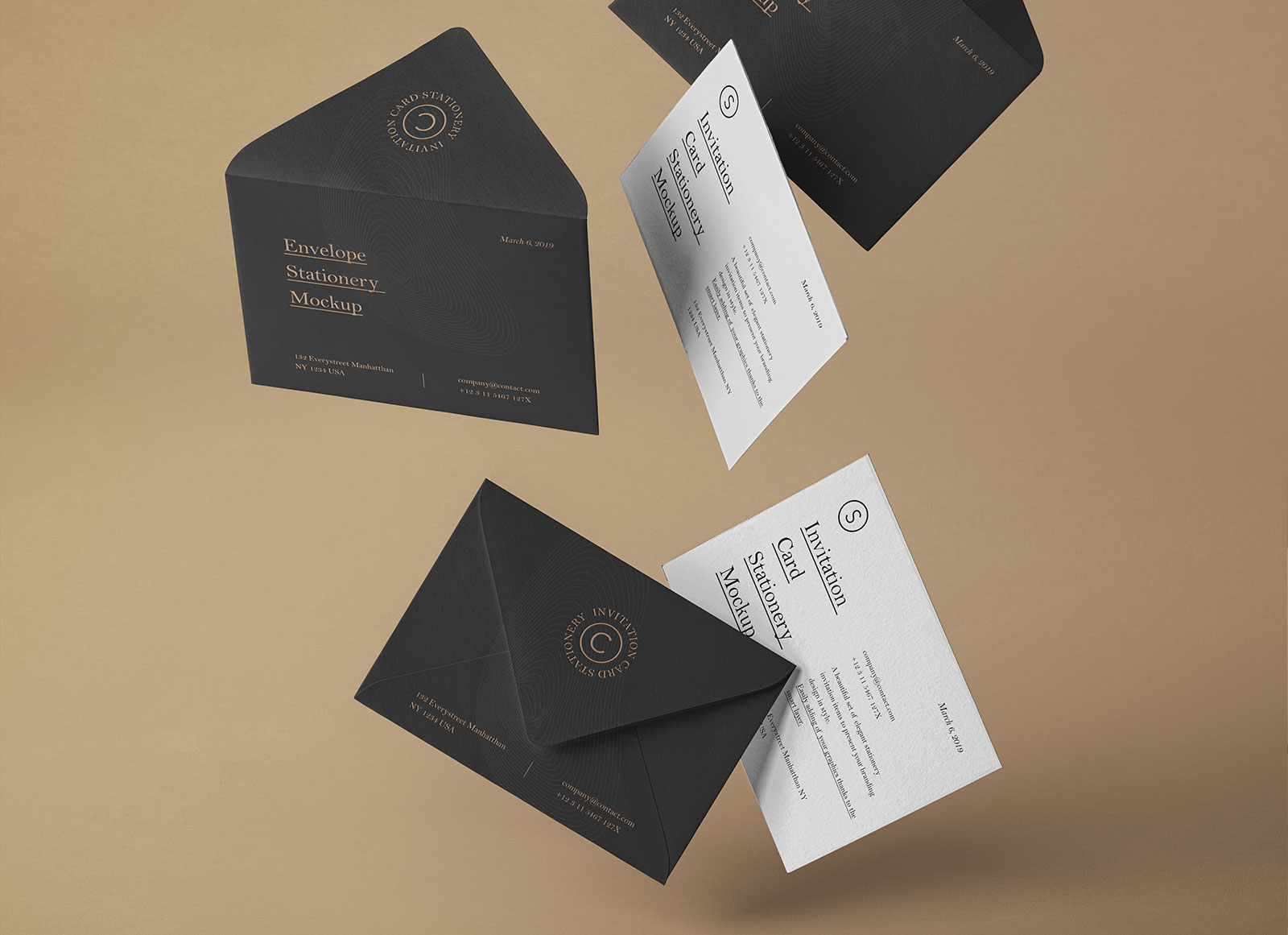 Download Free Falling Postcard Wedding Invitation Card Mockup Psd Good Mockups