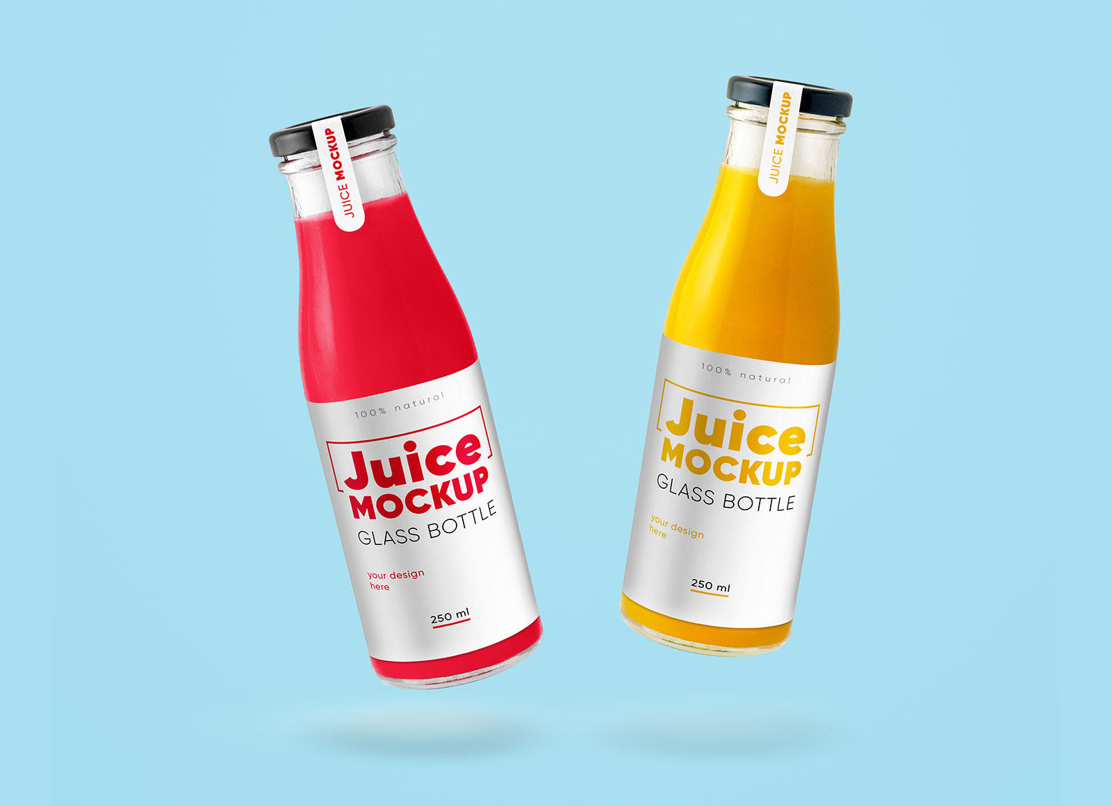 Free Fruit Juice Glass Bottle Mockup PSD Set - Good Mockups