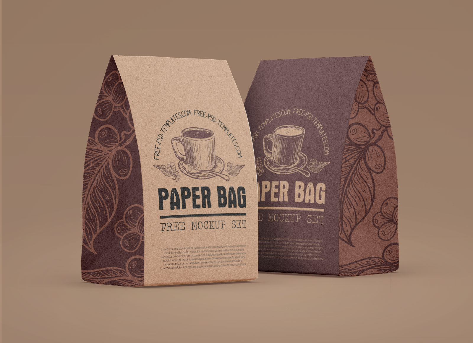 Free Craft Paper Coffee Bag Mockup PSD Good Mockups