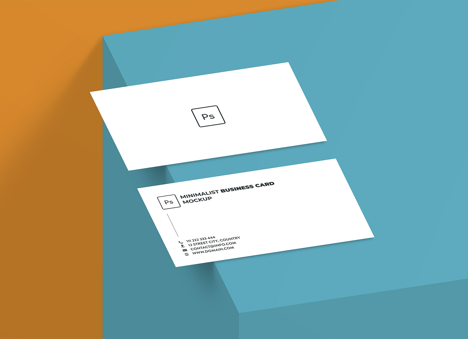 Download Free Minimalistic Front & Back Business Card Mockup Presentation PSD - Good Mockups