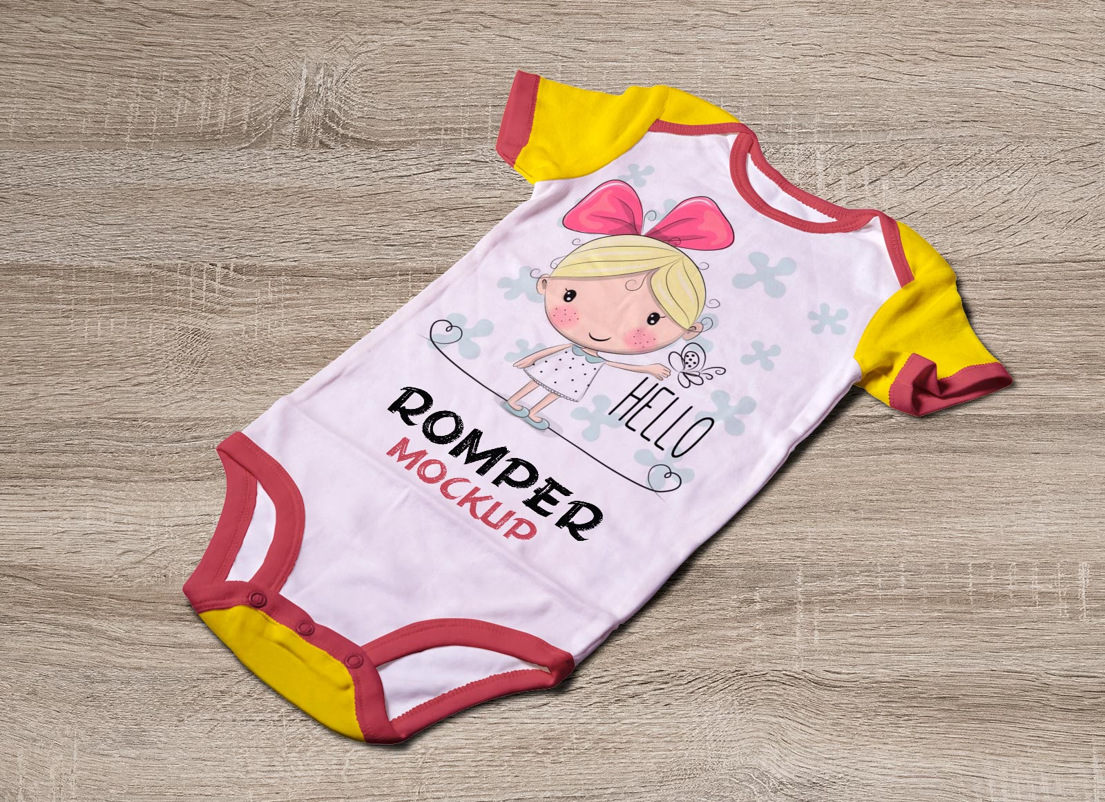 Free Newborn Onesie Baby Romper Bodysuit Mockup PSD