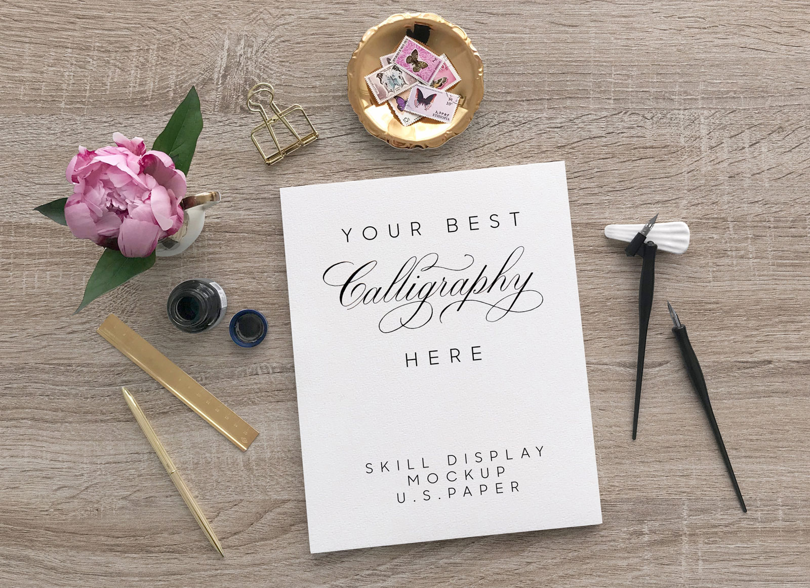 Download Free U.S. Paper Size Letterhead / Calligraphy Mockup PSD ...