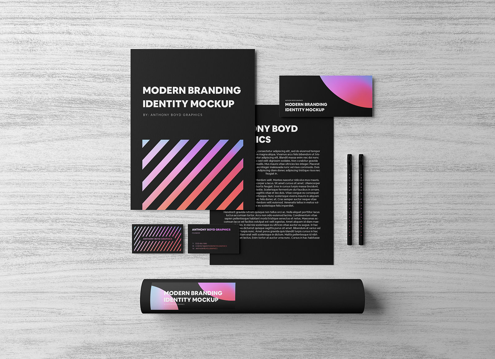 Download Free Black Stationery Corporate Brand Identity Mockup Psd Good Mockups PSD Mockup Templates