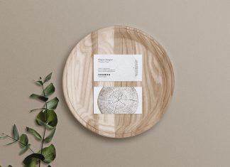 Free-Front-Back-business-card-mockup-on-wooden-tray