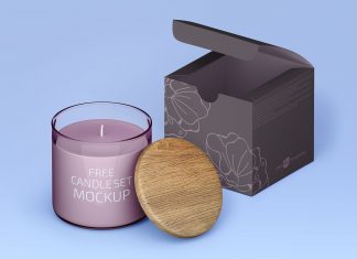 Free Scented Jar Candle Packaging Mockup PSD Set