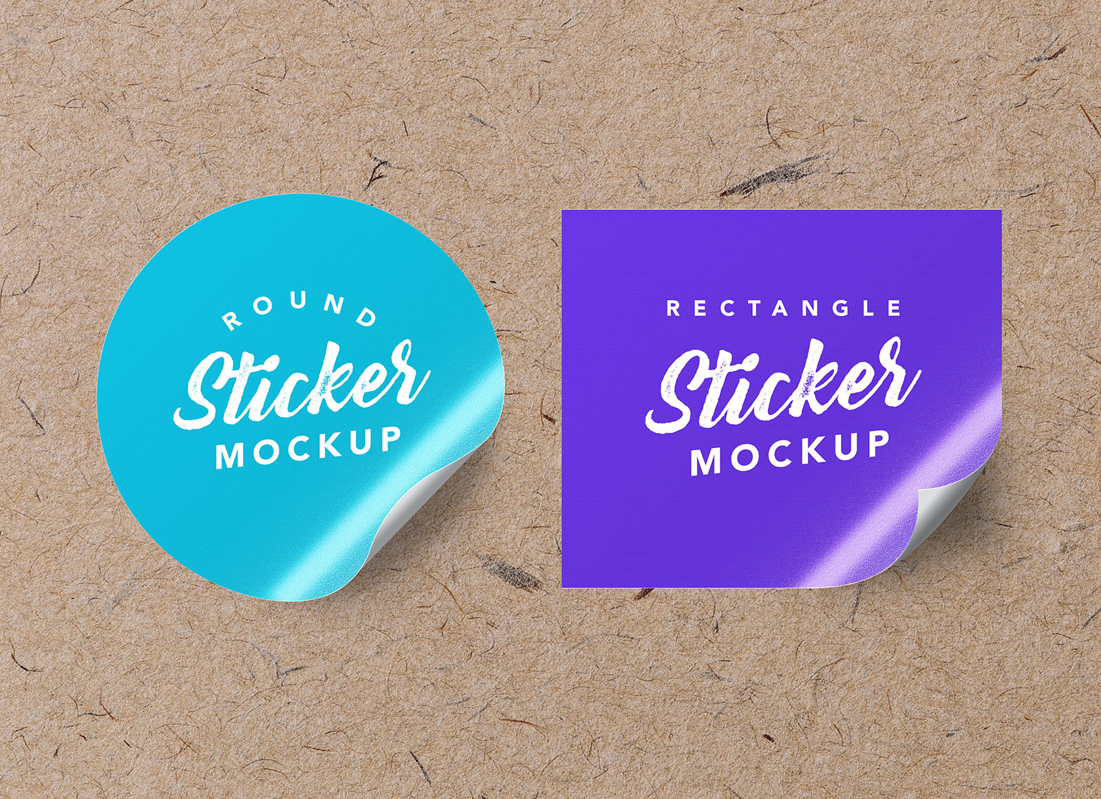 Download Free Textured Round & Rectangle Sticker Mockup PSD - Good ...