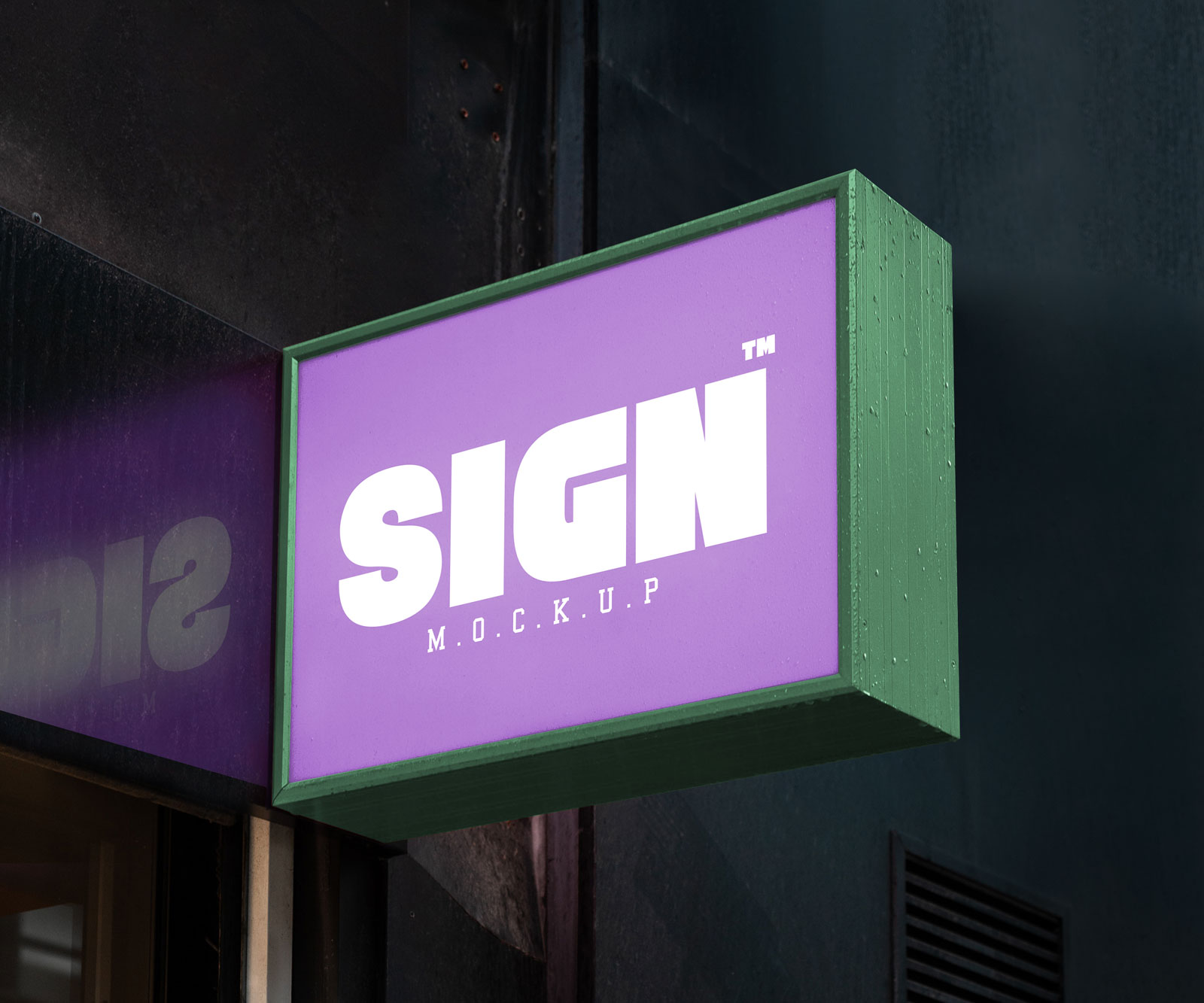 Free-Wall-Mounted-Signboard-Mockup-PSD-with-Reflection