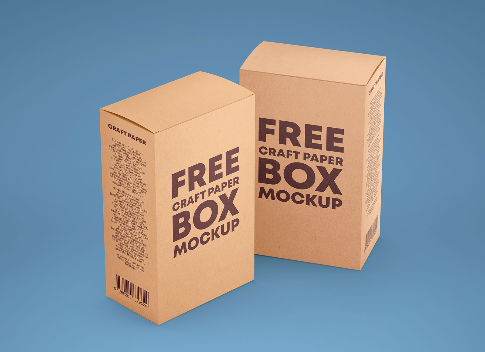 Free Vertical Kraft Paper Box Packaging Mockup PSD Set Good Mockups