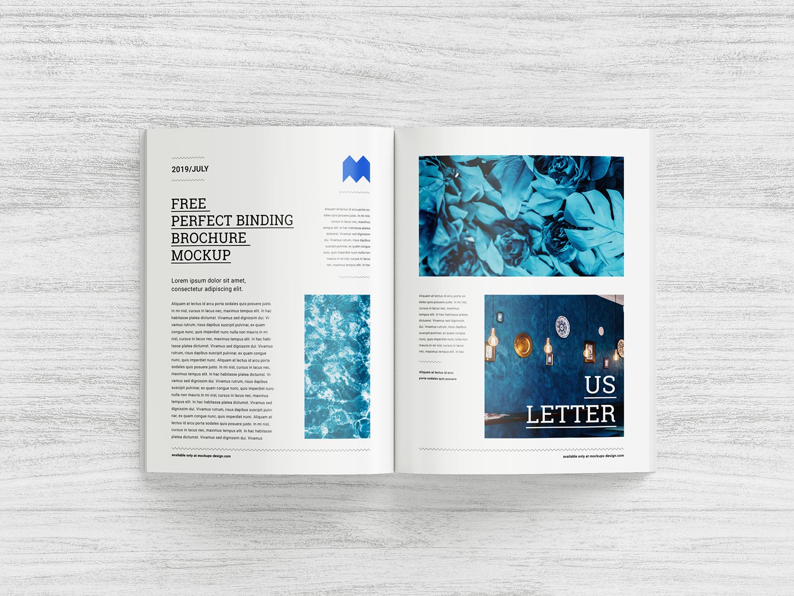 Free Multi-Purpose Perfect Binding US Letter Brochure / Magazine Mockup PSD Set