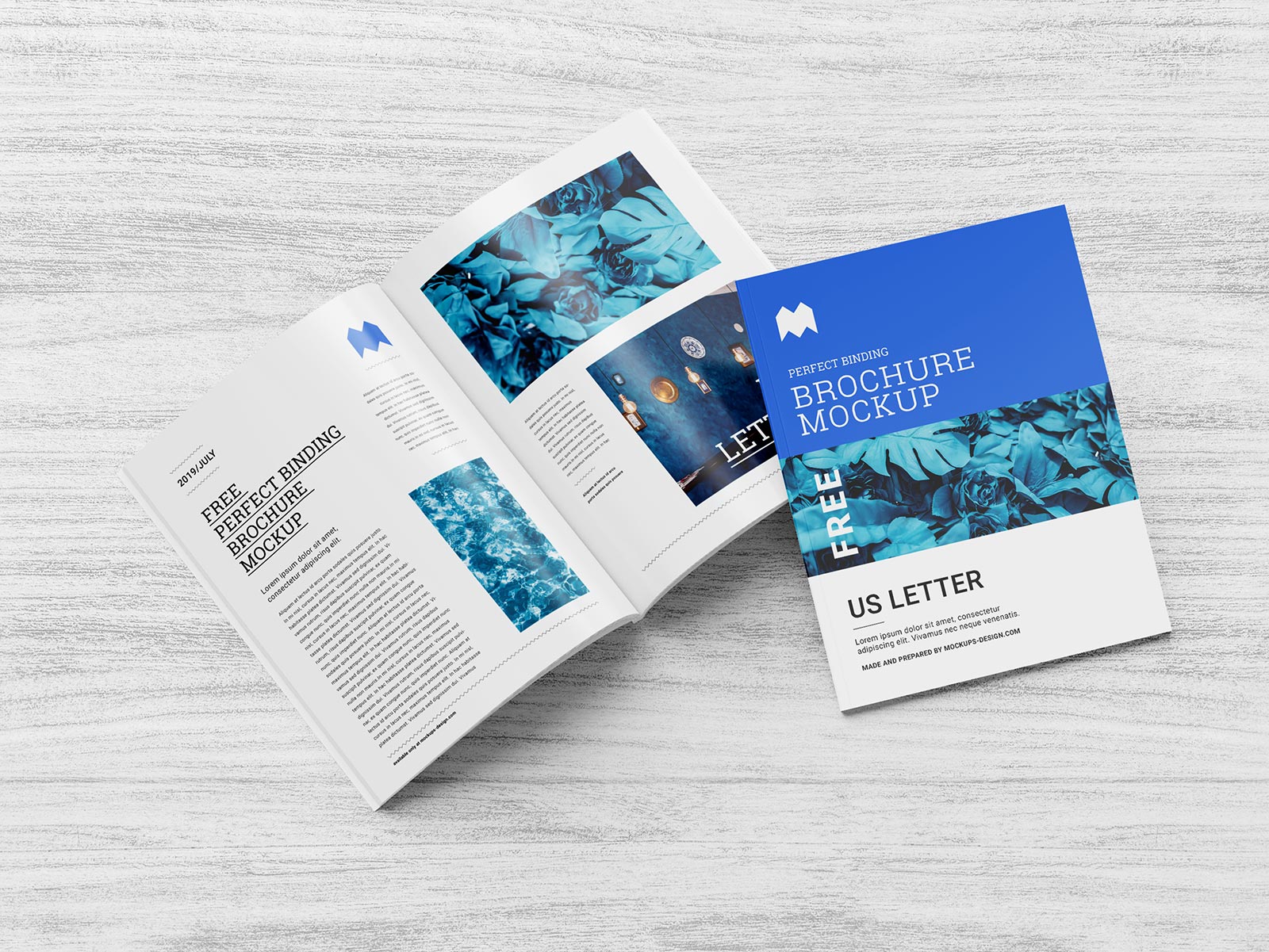 Free Multi-Purpose Perfect Binding US Letter Brochure / Magazine Mockup PSD Set