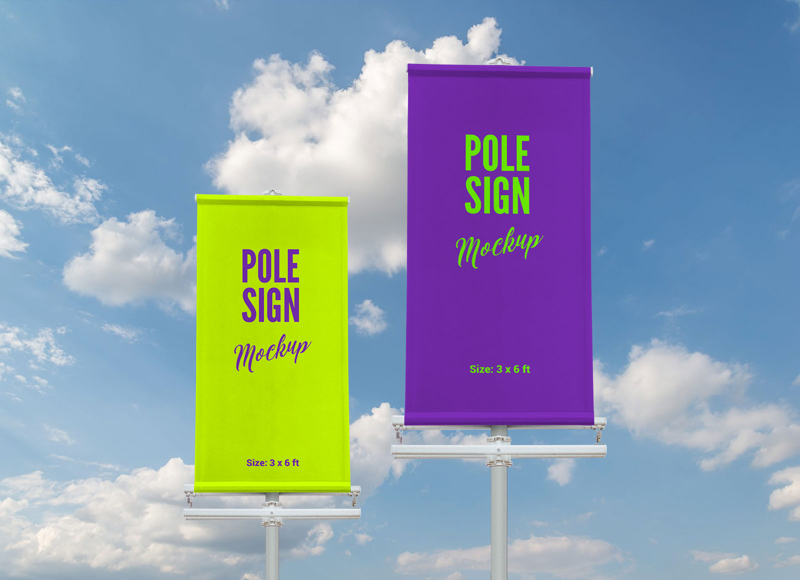 Free-Outdoor-Advertising-Modern-Pole-Sign-Mockup-PSD