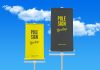 Free Outdoor Advertising Street Pole Banner Mockup PSD