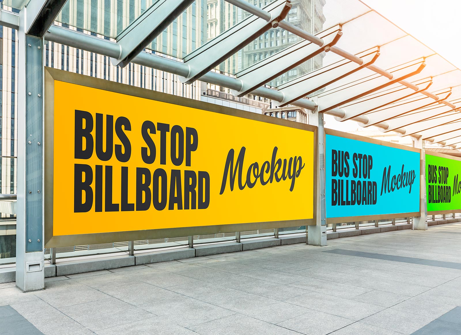 Download Free Bus Stop Multiple Billboards Mockup PSD - Good Mockups
