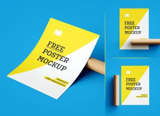 Free A4 Size Paper Poster Mockup PSD Set (1)