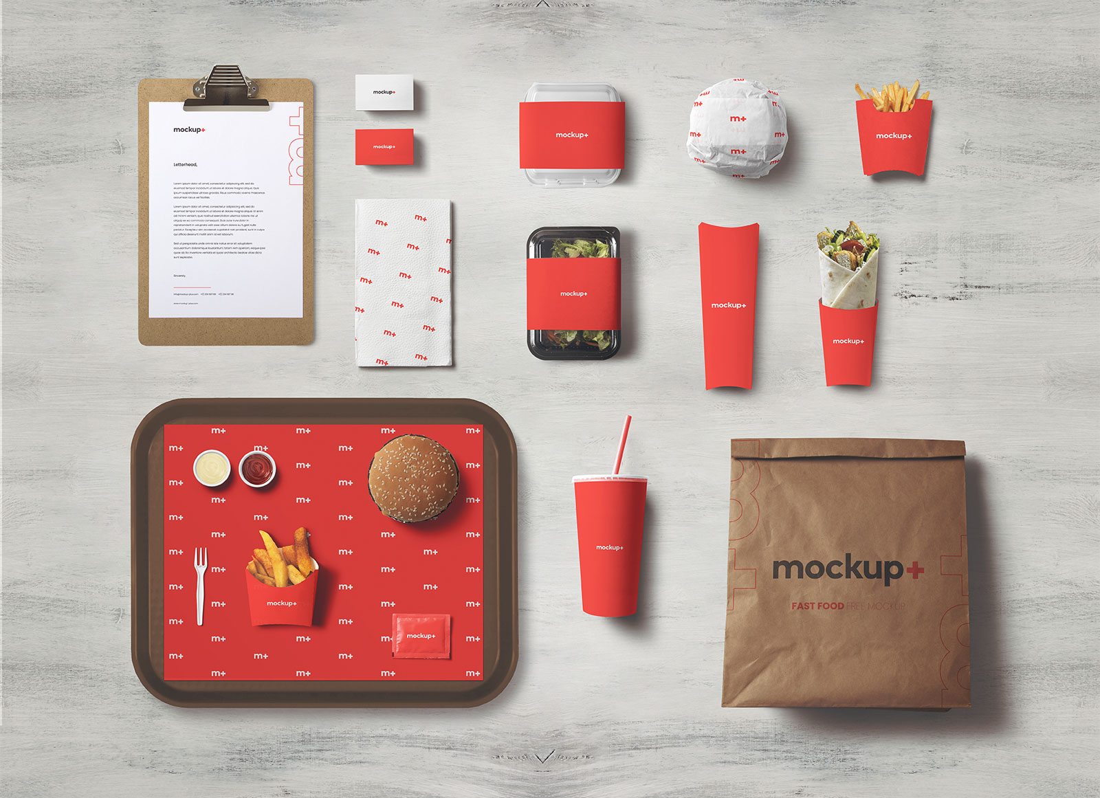 Download Free Free Fast Food Brand Identity Stationery Mockup Psd Good Mockups PSD Mockups.