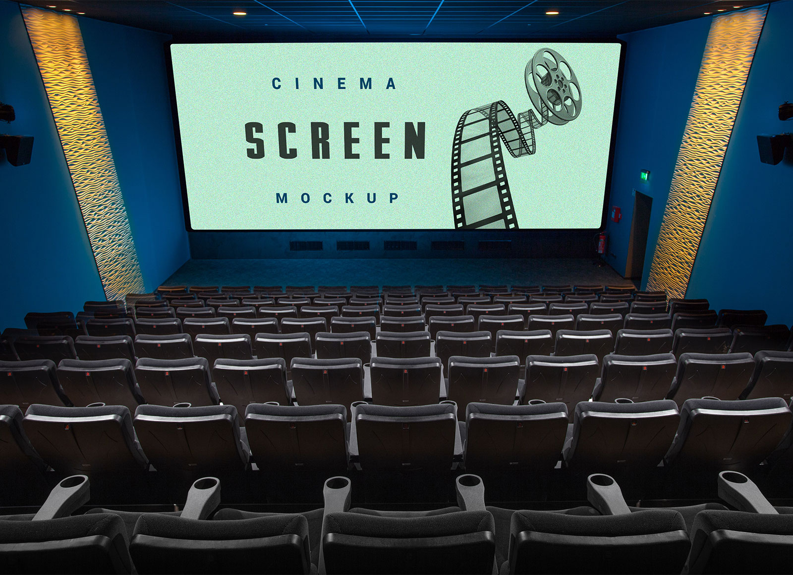 Download Free Cinema Movie Theater Hall Screen Mockup PSD - Good Mockups