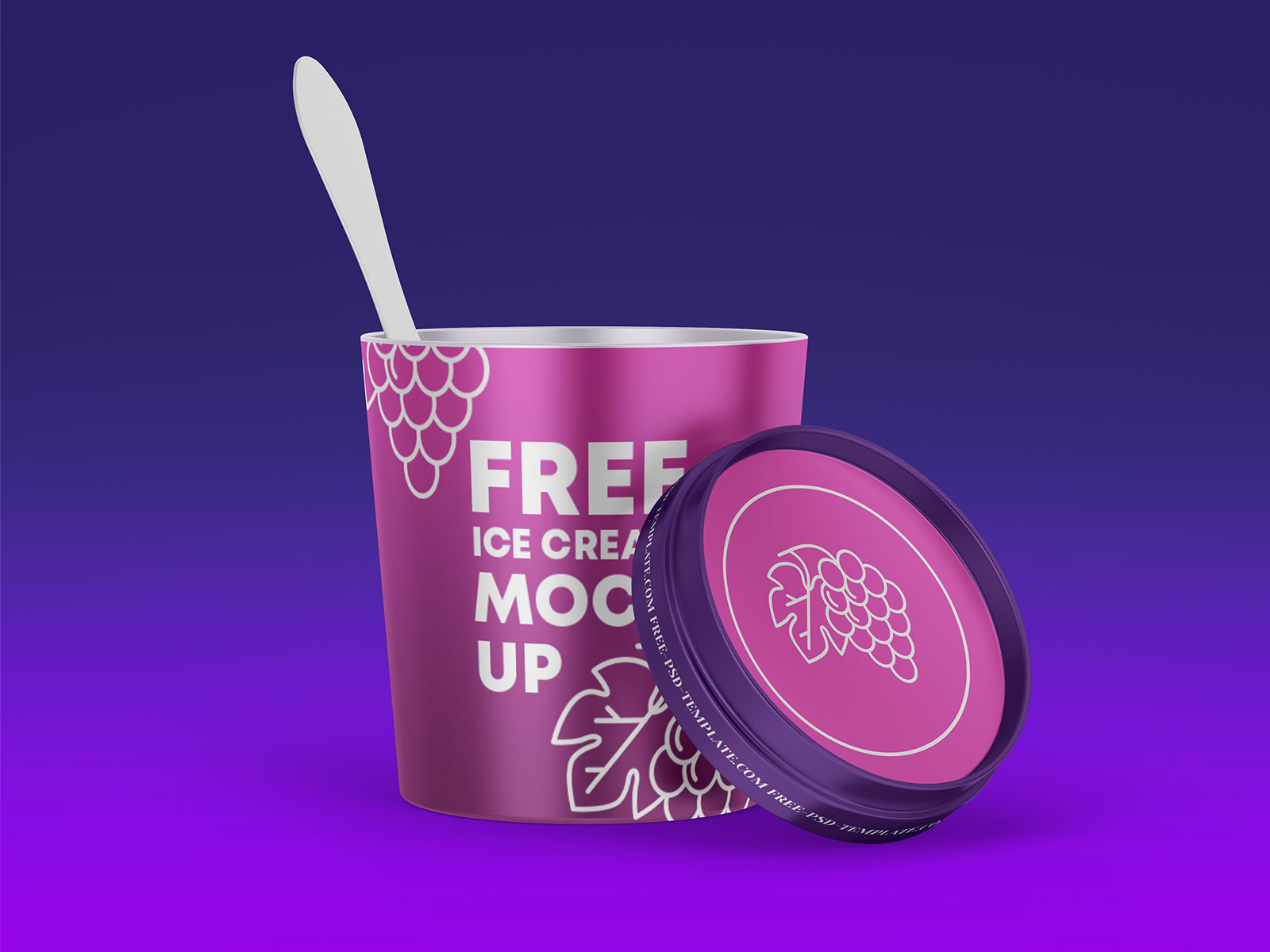 Free Ice Cream / Yogurt Tub Container Mockup PSD Set