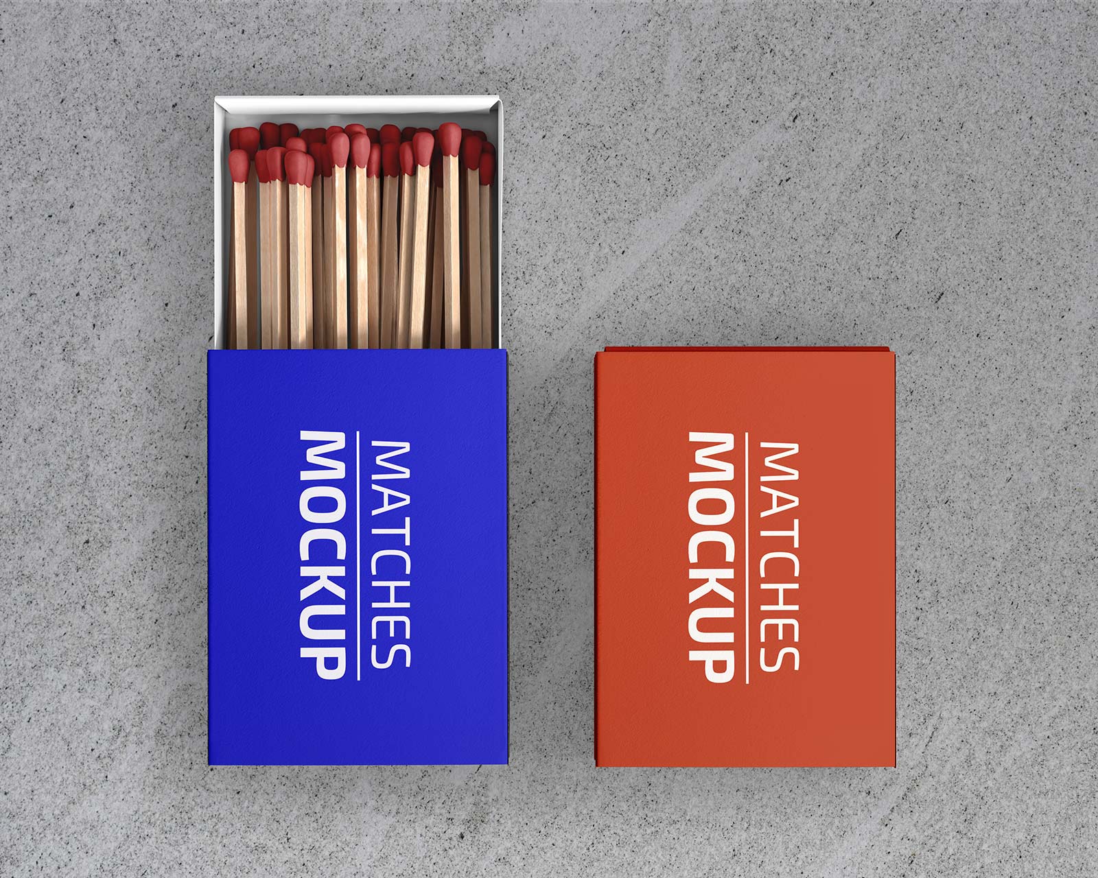 Free Matchbox & Matches Packaging Mockup PSD