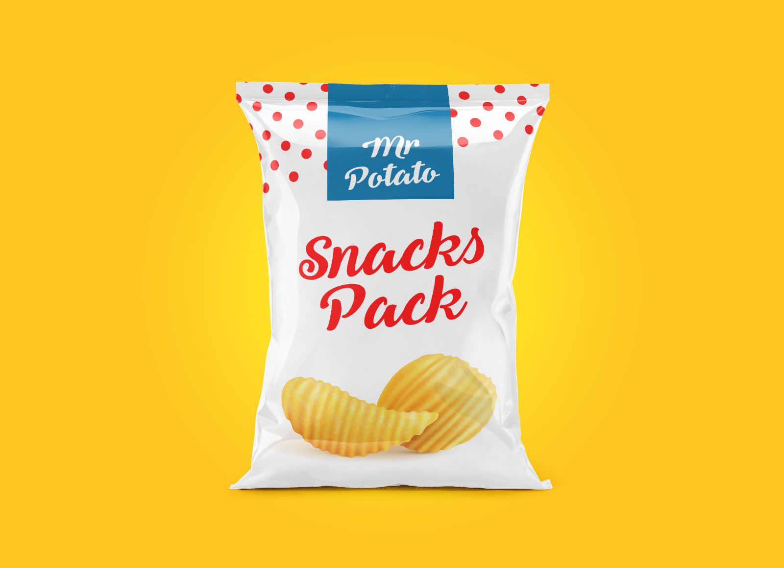Free Potato Chips Snack Pack Packaging Mockup PSD - Good Mockups
