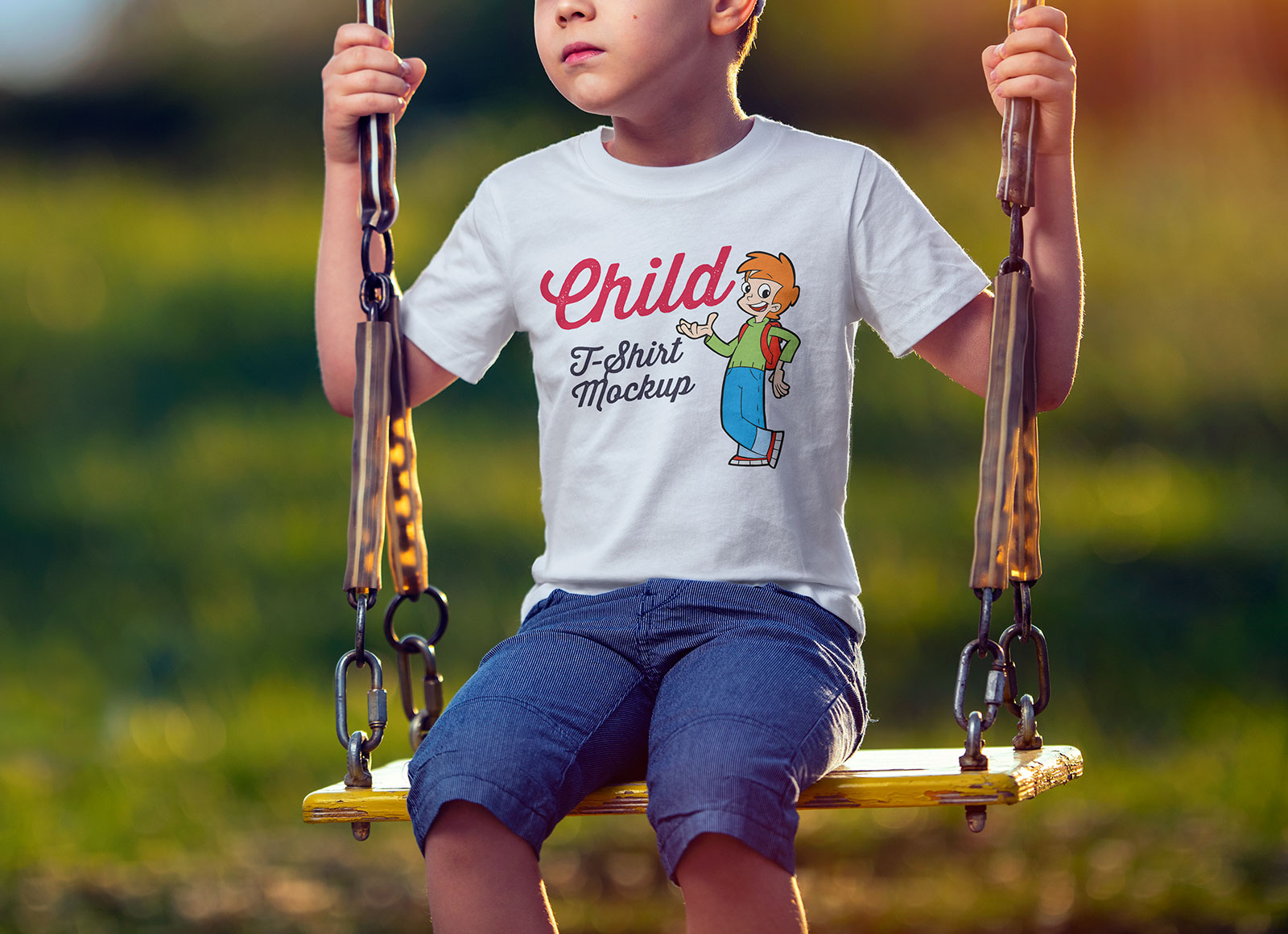 Free Short Sleeves Child T-Shirt Mockup PSD - Good Mockups