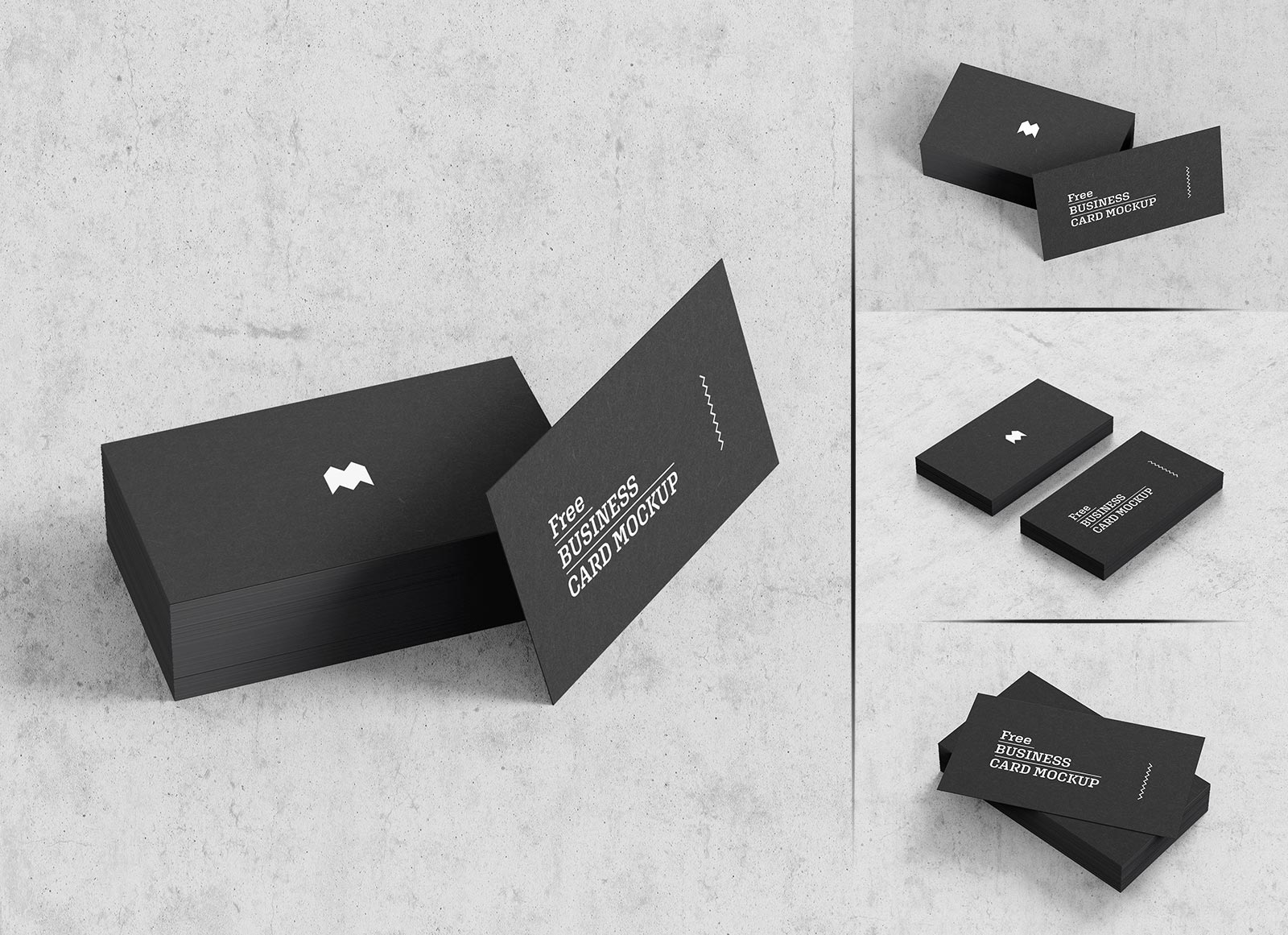Download Free Standard Size Black Business Card Mockup PSD Set - Good Mockups