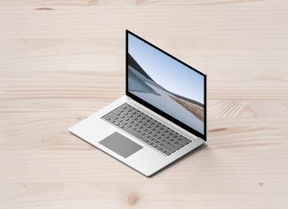 Free Isometric Microsoft Surface Laptop Mockup PSD
