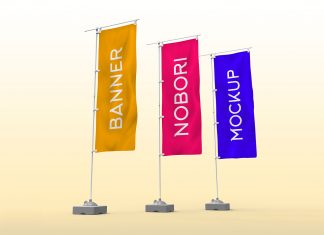 Free-Nobori-Flag-Pole-Hanging-Banner-Mockup-PSD