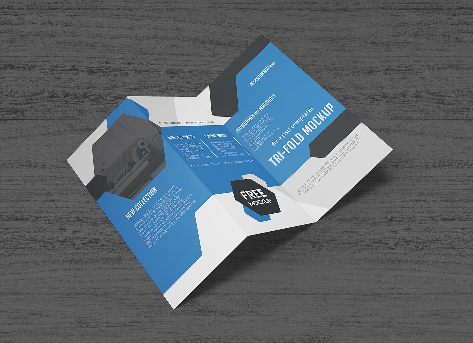 Download Free Tri-Fold Brochure Mockup PSD Set - Good Mockups