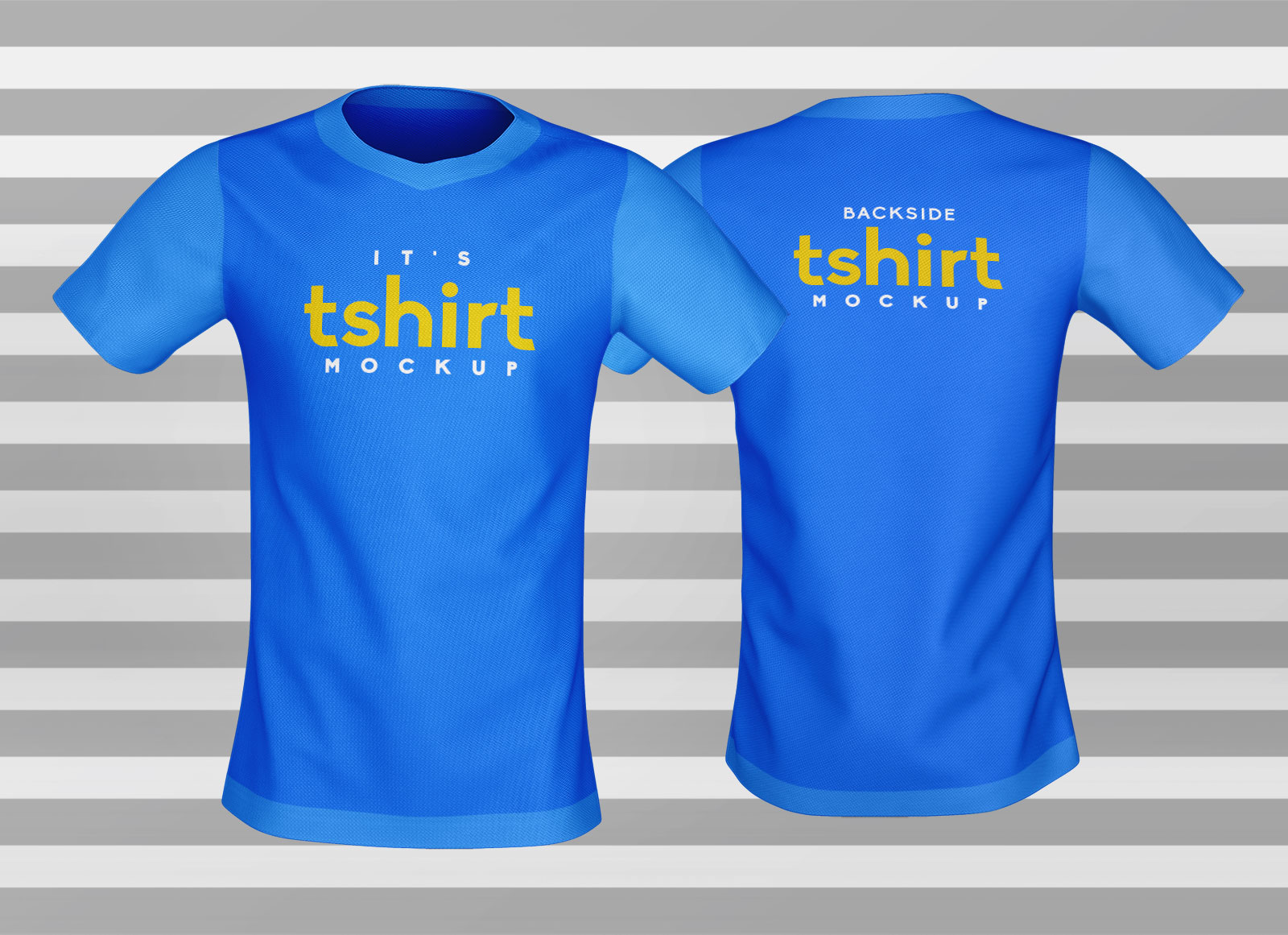 PSD Blue T-Shirt Front View Mockup