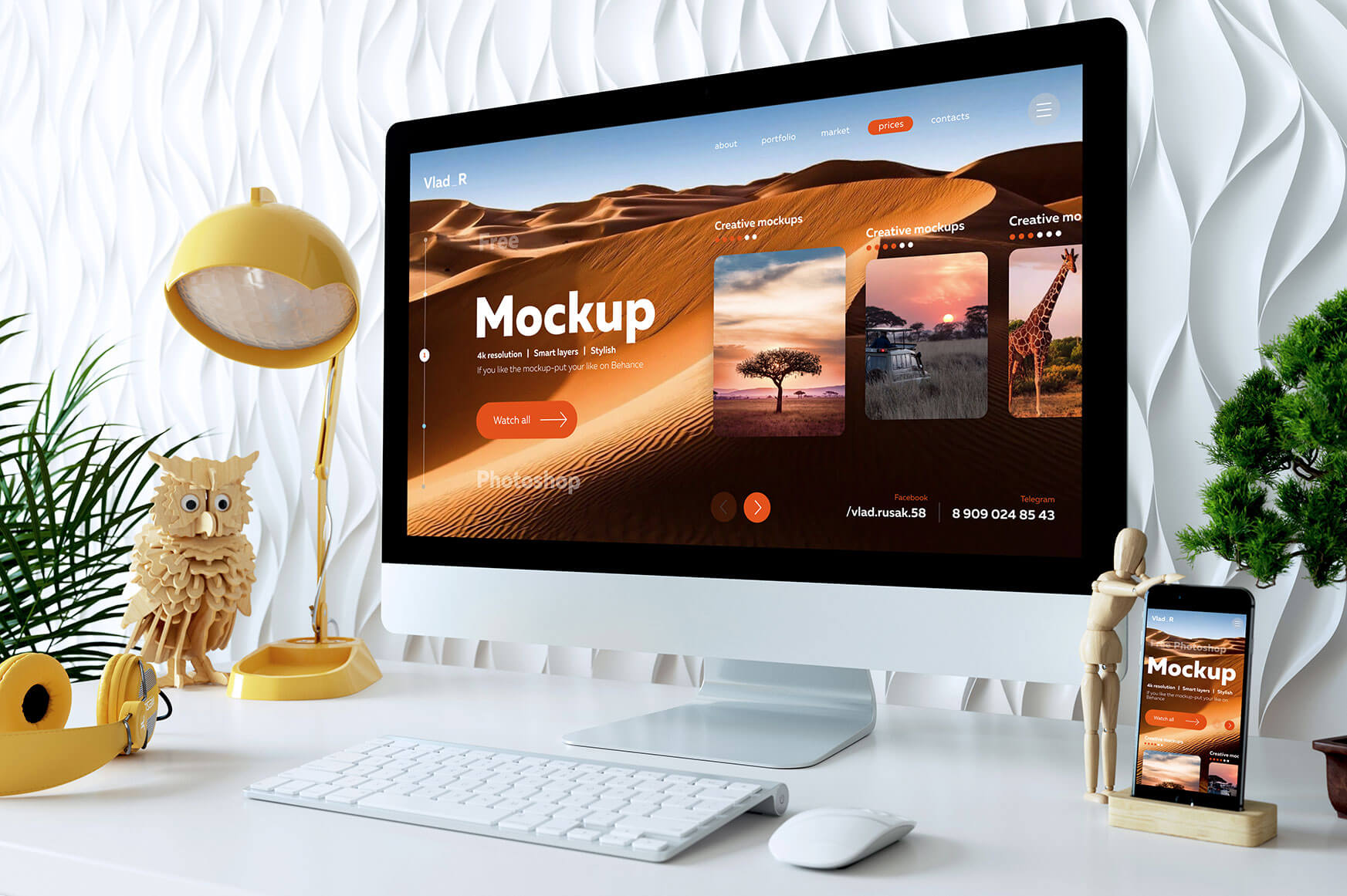 Free 4k iMac Desktop Monitor Mockup PSD (2)