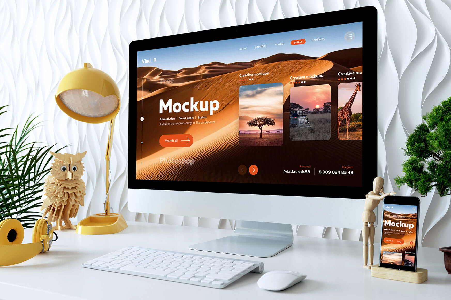 Download Free 4K iMac Desktop Mockup PSD - Good Mockups