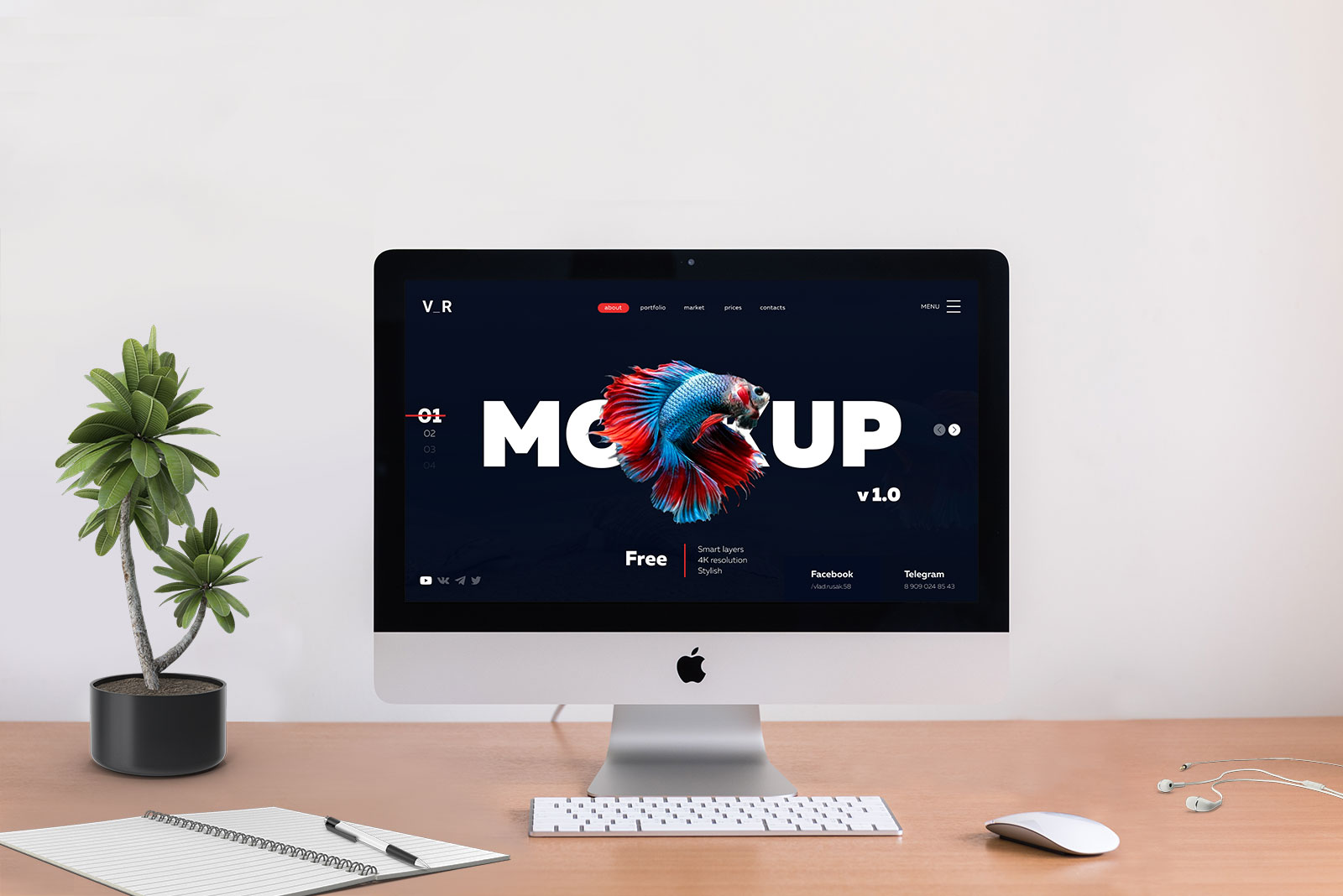 Download Free Apple iMac Desktop Mockup PSD With Two Backgrounds ...