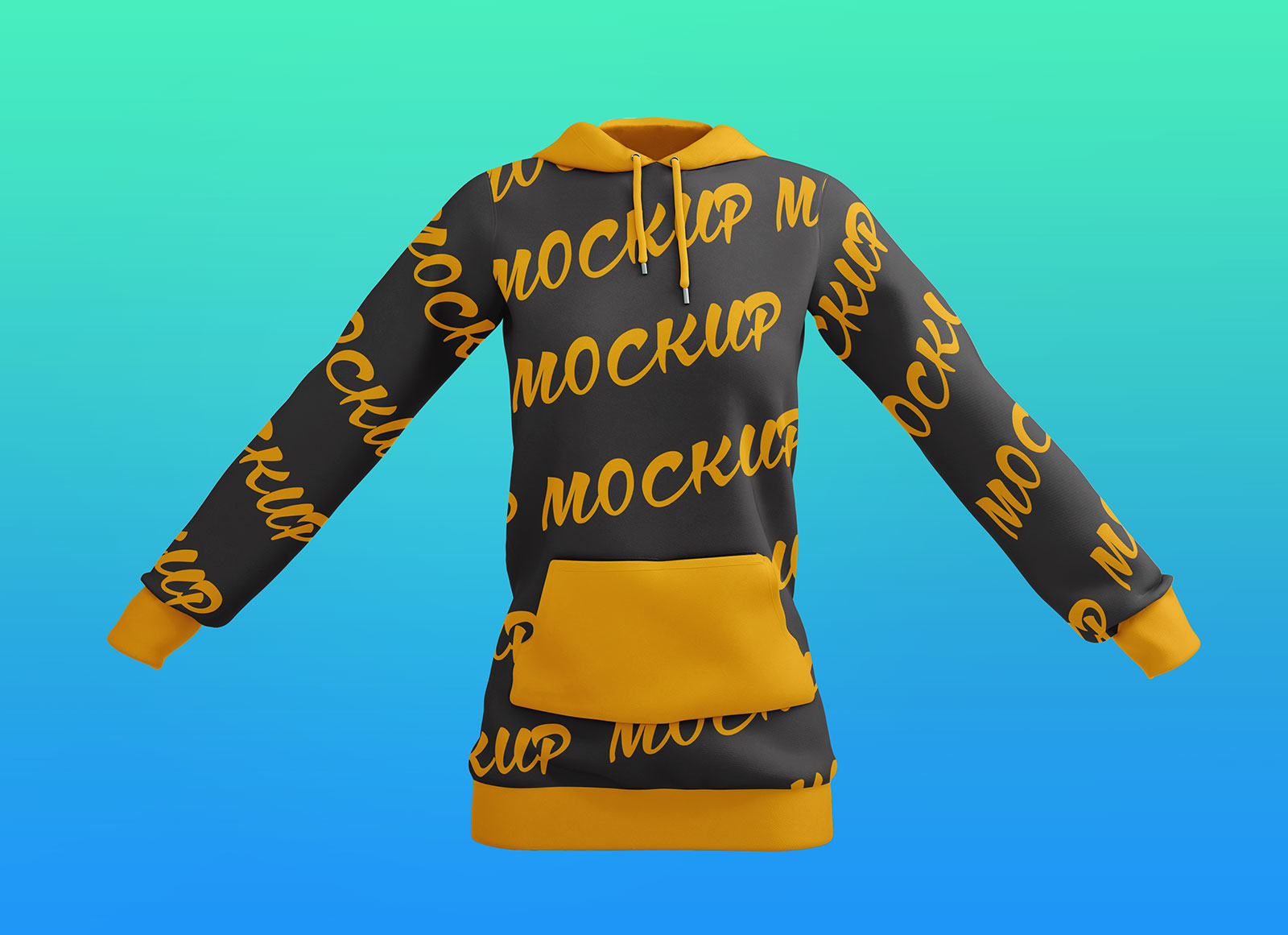 Free Long Sleeves Women's Pullover Hoodie Sweatshirt Mockup PSD Set