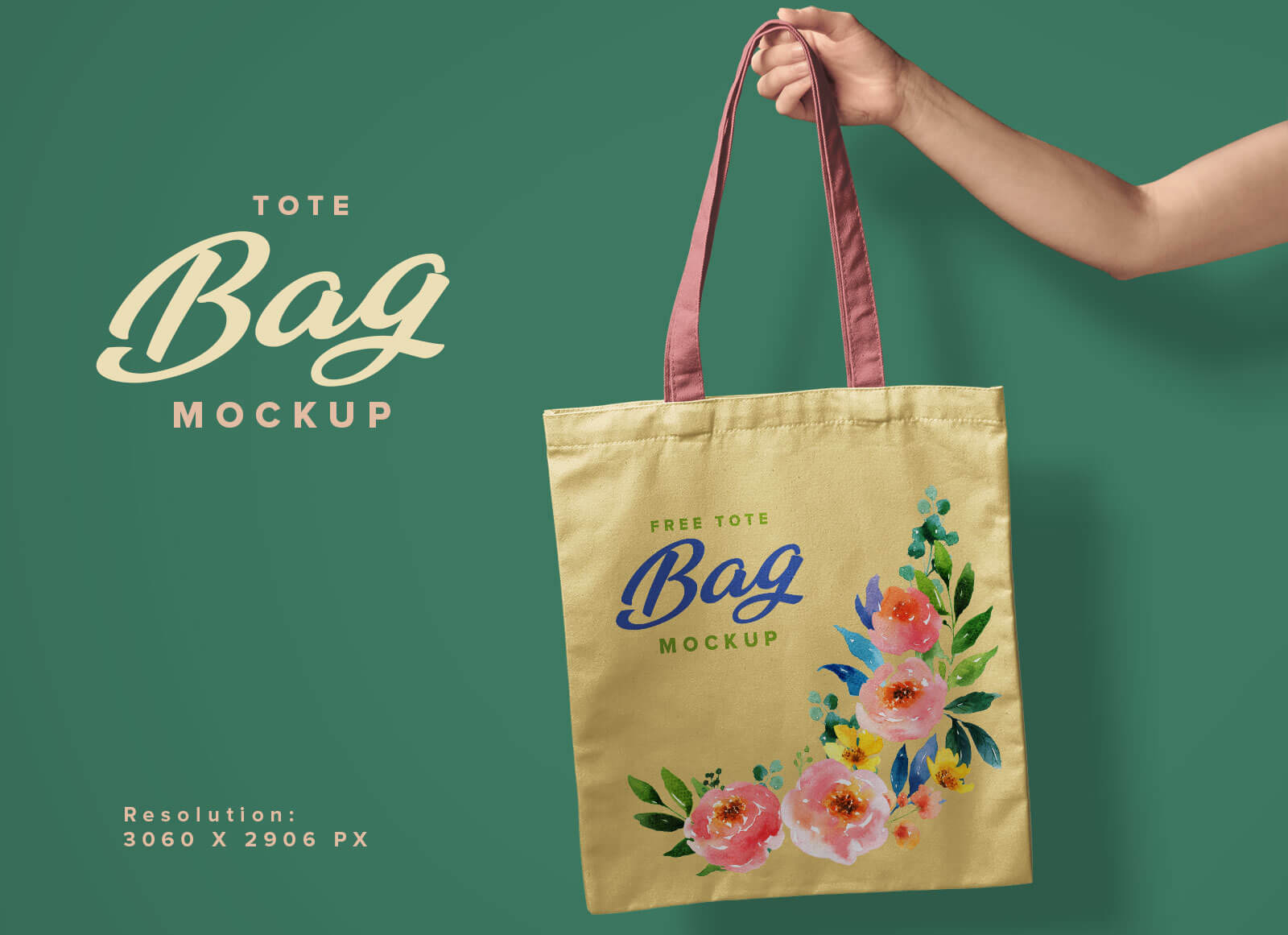 Free Hand Holding Tote Shopping Bag Mockup PSD - Good Mockups